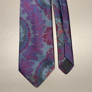 FENDI Blue Fuchsia Floral Silk Tie